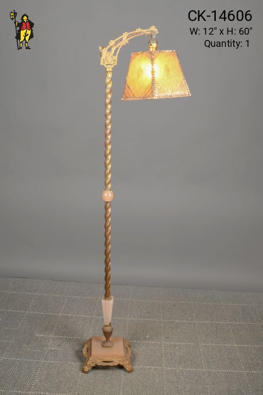 Mica Shaded Antique Brass Reading Floor Lamp Floor Lamps Collection City Knickerbocker Lighting Rentals