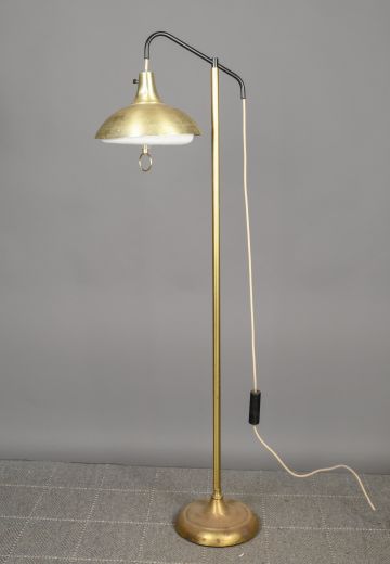 Brass Shaded Mid Century Reading Floor Lamp