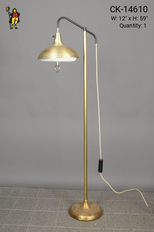 Brass Shaded Mid Century Reading Floor Lamp