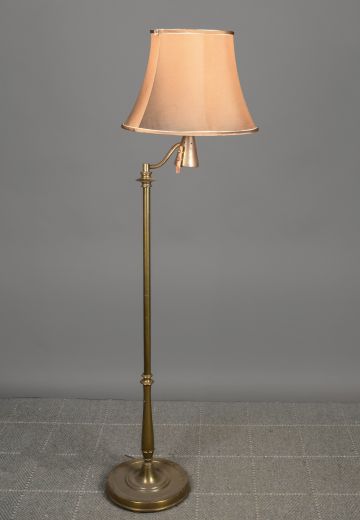 Mid Century Antique Brass Swing Arm Floor Lamp