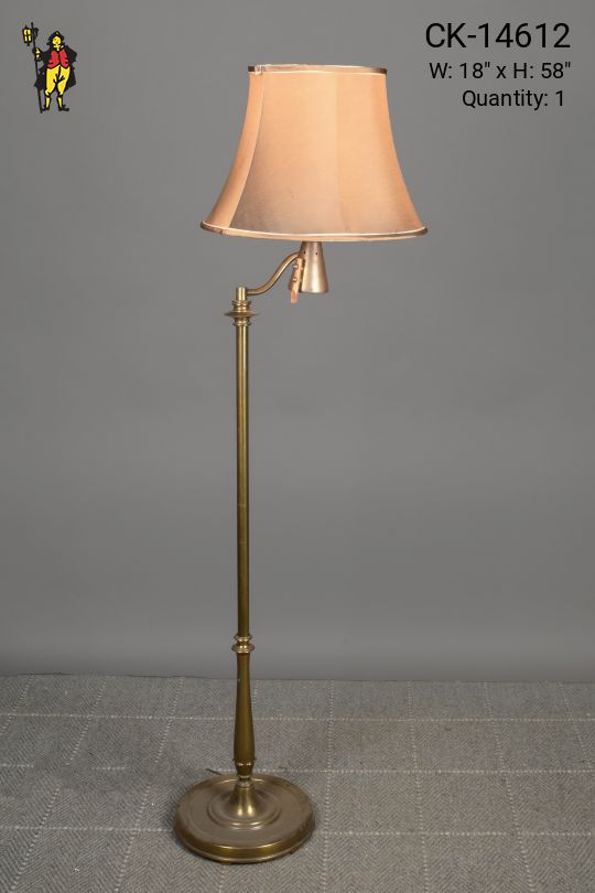 Mid Century Antique Brass Swing Arm Floor Lamp