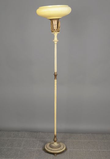 Painted White & Brass Torchiere