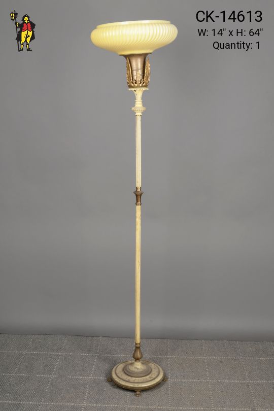 Painted White & Brass Torchiere