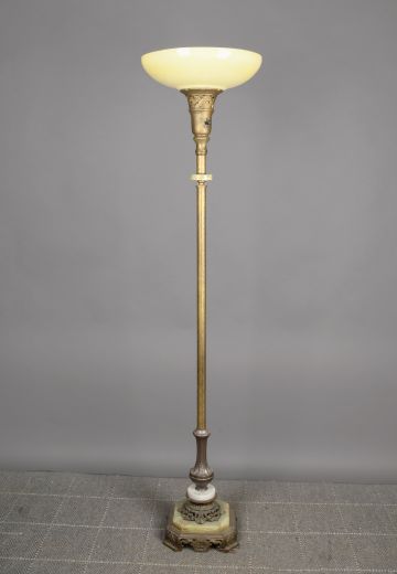 Brass & Marble Footed Torchiere