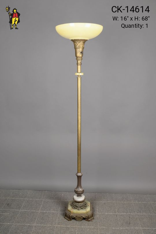 Brass & Marble Footed Torchiere