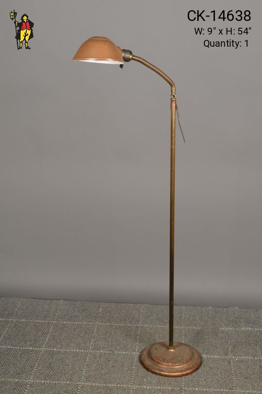 Bronze Metal Shaded Gooseneck Floor Lamp
