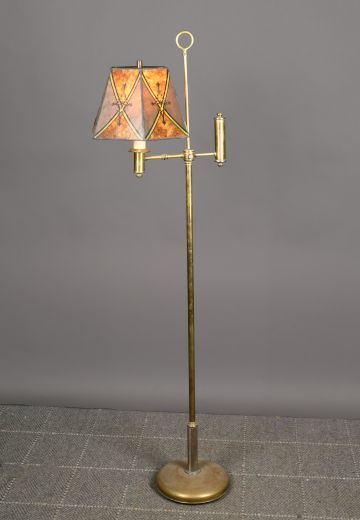 Mica Shaded Single Candle Brass Floor Lamp