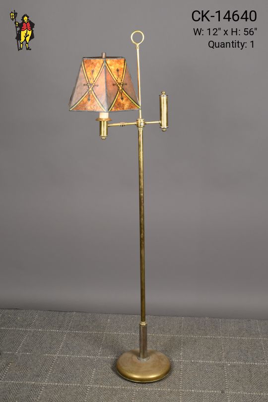 Mica Shaded Single Candle Brass Floor Lamp