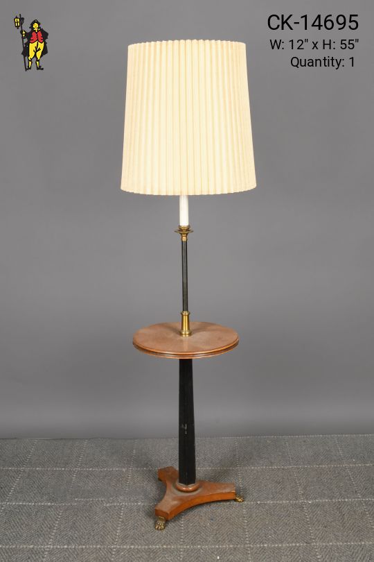 Black Wooden Table Lamp w/Round Table