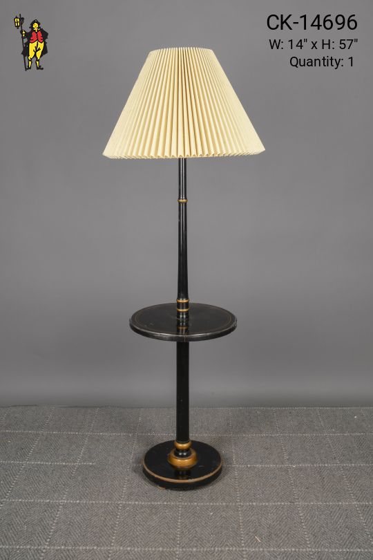 Black Wooden Table Lamp w/Black Wooden Table