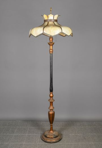 Painted Art Glass Shaded Floor Lamp