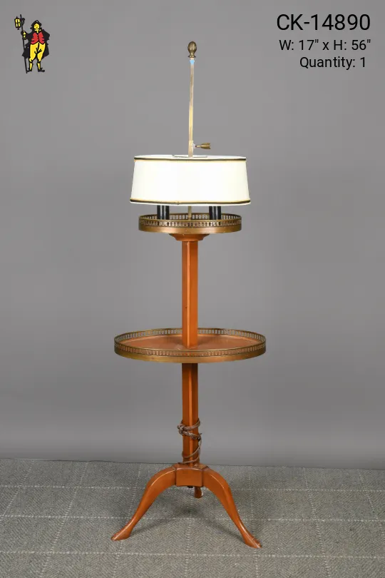 Wooden Two Light Floor Lamp w/Table