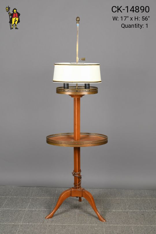 Wooden Two Light Floor Lamp w/Table