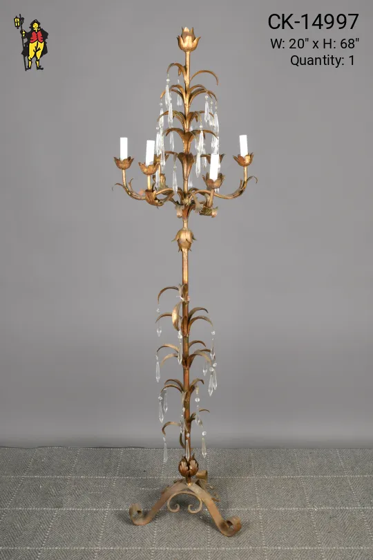Brass Six Light Floral Candelabra