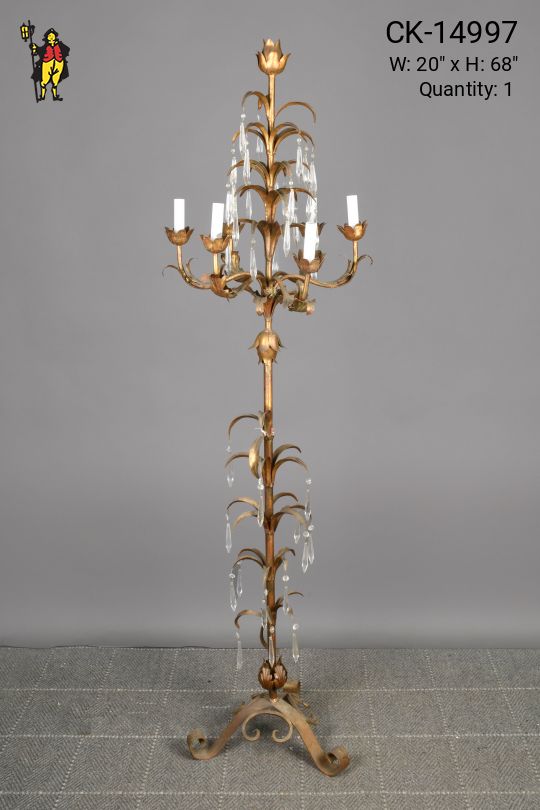 Brass Six Light Floral Candelabra
