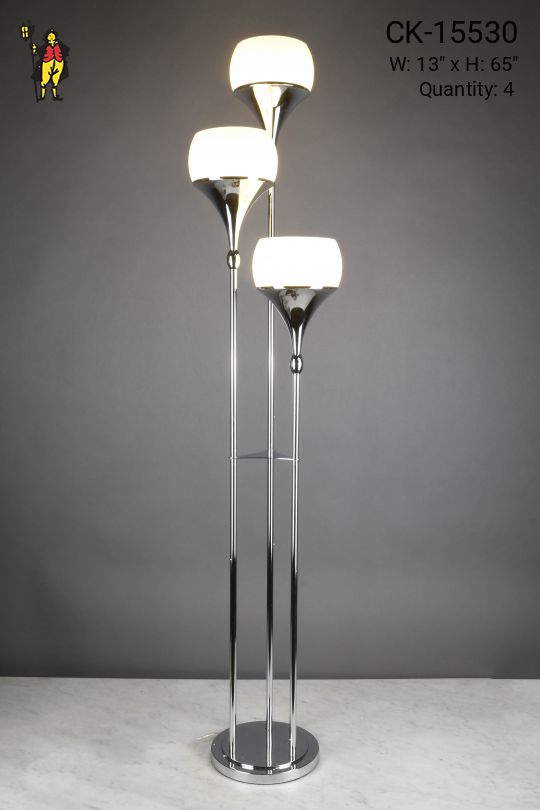 Chrome Three Light Modern Torchiere