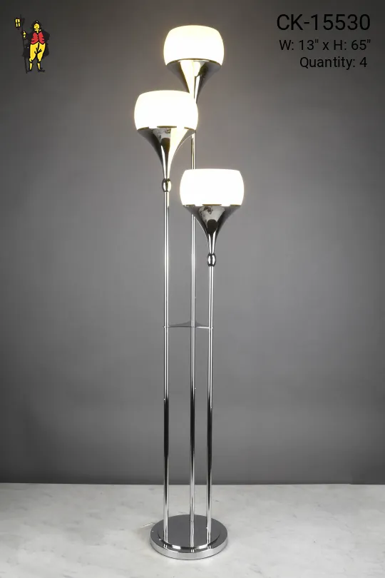 Chrome Three Light Modern Torchiere