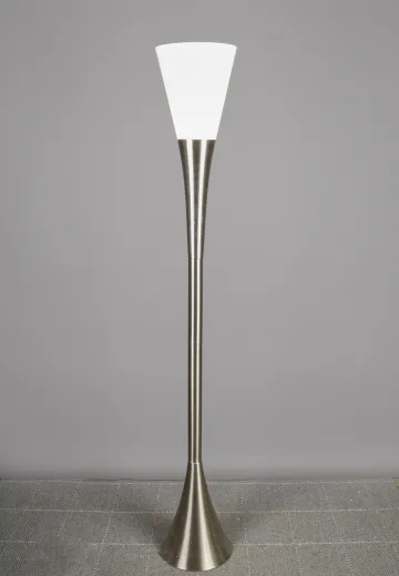 Nickel & Glass Shaded Modern Torchiere