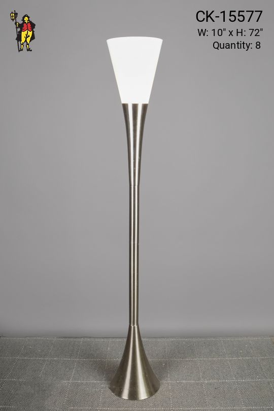 Nickel & Glass Shaded Modern Torchiere