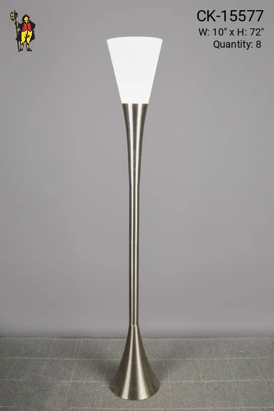 Nickel & Glass Shaded Modern Torchiere