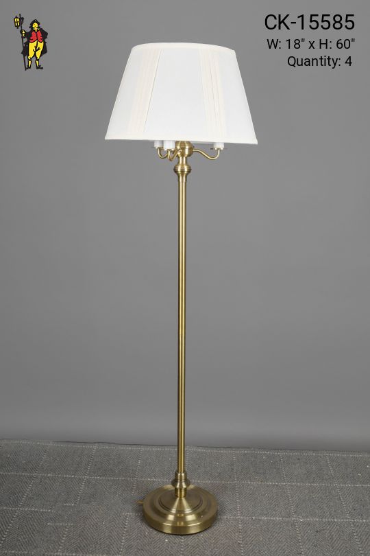 Four Light Three Candle Brass Floor Lamp