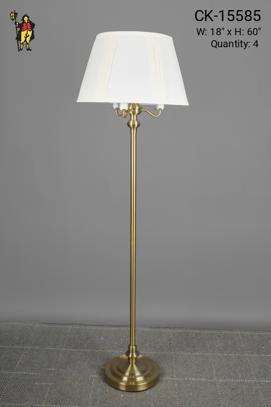 Four Light Three Candle Brass Floor Lamp