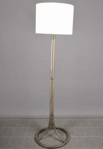 Painted Gray Wooden Floor Lamp