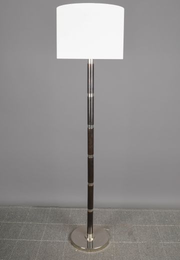 Wood & Chrome Modern Floor Lamp