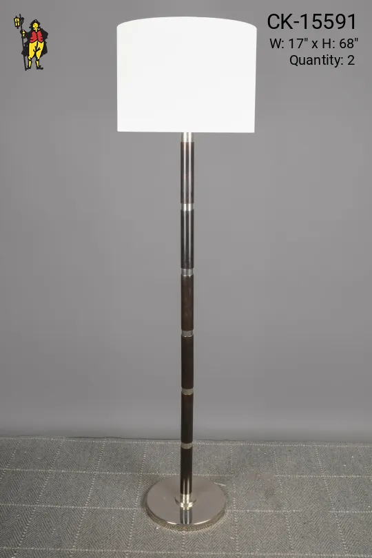 Wood & Chrome Modern Floor Lamp