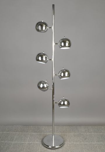 Chrome Six Light Directional Mid Century Modern Floor Lamp