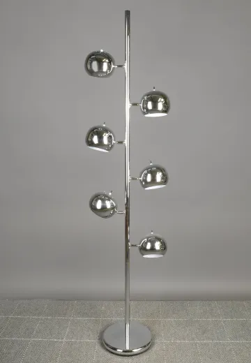 Chrome Six Light Directional Mid Century Modern Floor Lamp
