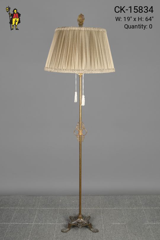 Antique Brass Footed Gothic Floor Lamp