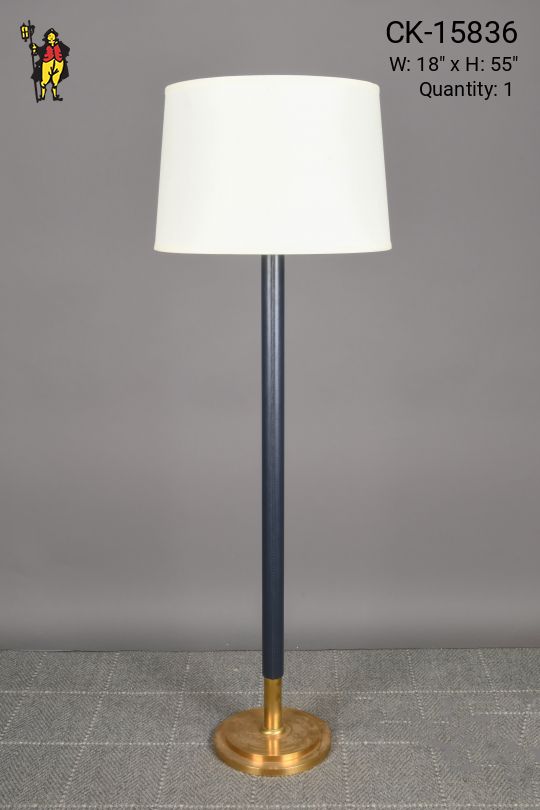 Brass & Blue Leather Floor Lamp