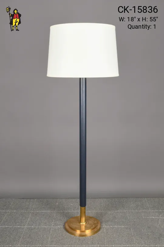 Brass & Blue Leather Floor Lamp