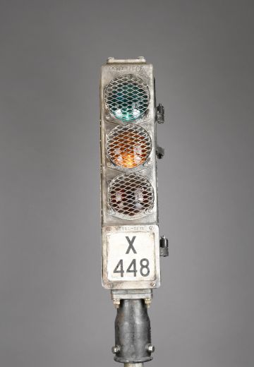 Metal Subway/Train Signal w/Caged Lights