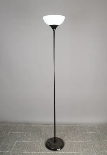 Black Modern Torchiere w/Plastic White Shade