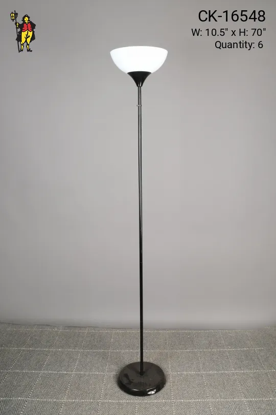 Black Modern Torchiere w/Plastic White Shade