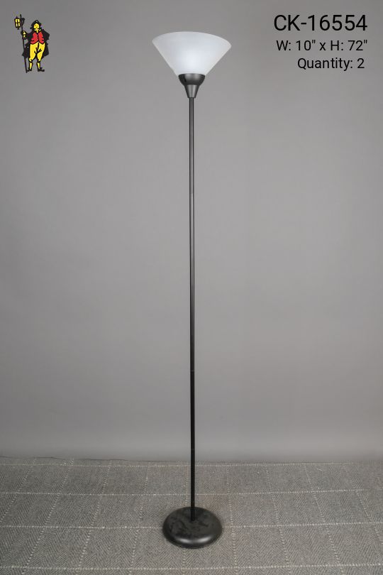 Black Modern Torchiere w/Plastic Frosted Shade