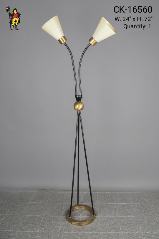 Black Two Light Gooseneck Mid Century Floor Lamp