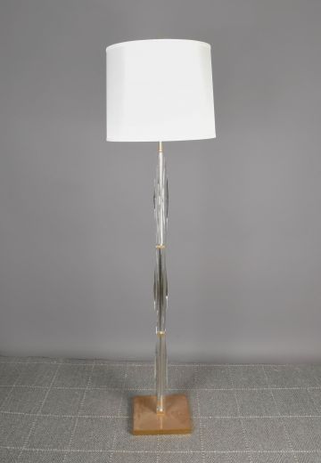 Brass & Glass Abstract Floor Lamp