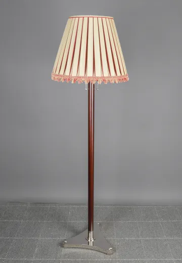 Wooden & Nickel Base Pole Floor Lamp