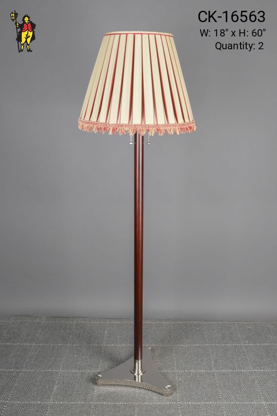 Wooden & Nickel Base Pole Floor Lamp