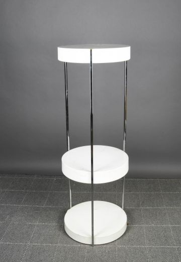 White & Nickel Three Shelf Floor Lamp