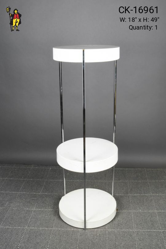 White & Nickel Three Shelf Floor Lamp