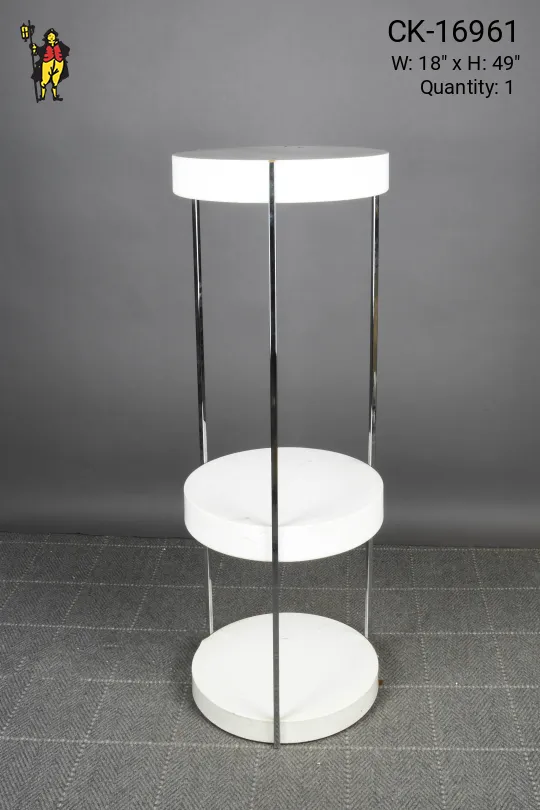 White & Nickel Three Shelf Floor Lamp