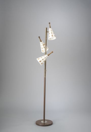 Mid-Century Three Light Floor Lamp w/Bullet Shades