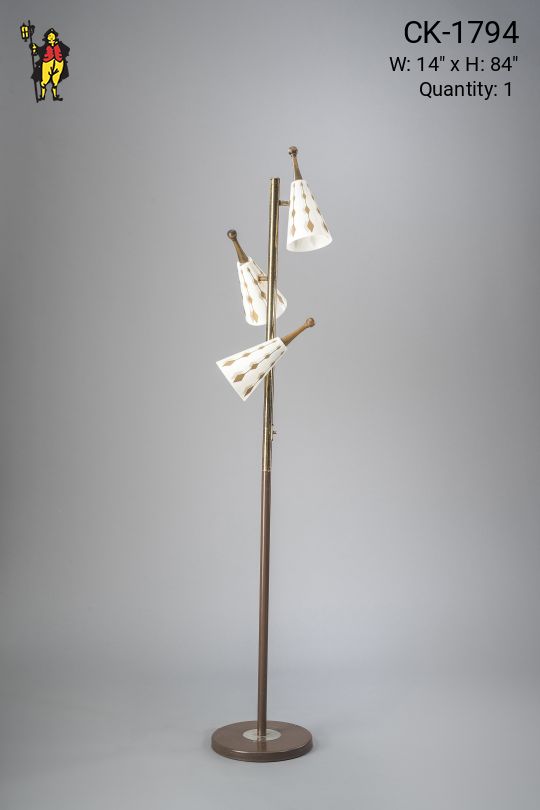 Mid-Century Three Light Floor Lamp w/Bullet Shades