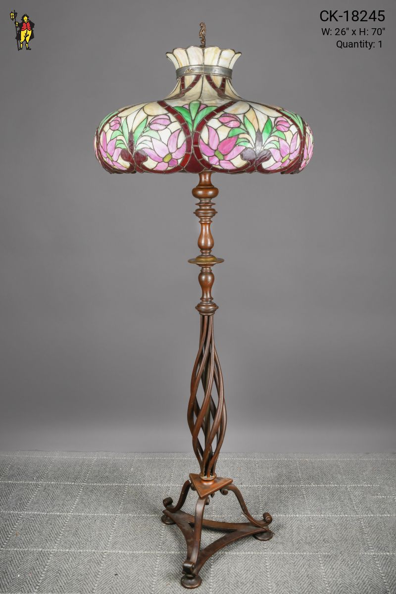 Standing lamp with glass shade on sale