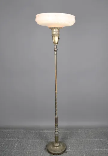 Vintage Antique Brass Torchiere w/Swirl Pattern