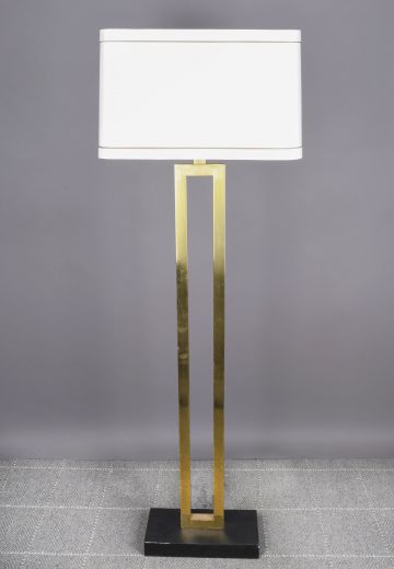 Polished Brass & Black Rectangular Floor Lamp
